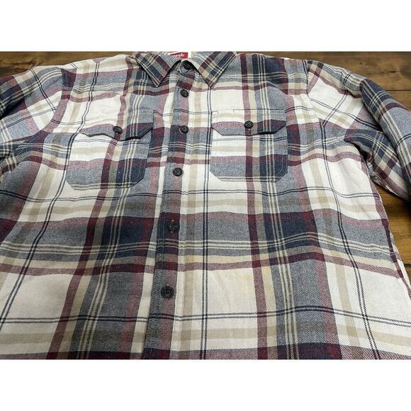 Wrangler Sherpa Lined Plaid Flannel Jacket Shirt Men’s Size Medium Shacket - Picture 3 of 12